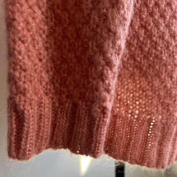 Massimo Dutti Coral Rose Mohair-Blend Textured Knit Mock-Neck Sweater – US XS - Picture 10 of 11